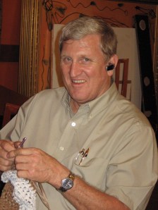 David Crocheting Plastic Bags