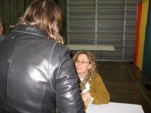 Me doing a "Sarah" and giving her...wait for it...VIOLETS!  (I am such a dork!!!)