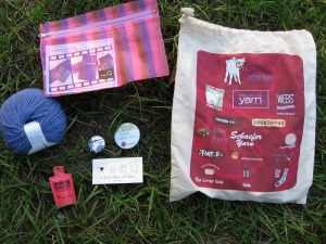 The back of the goodie bag and some of the goodies.