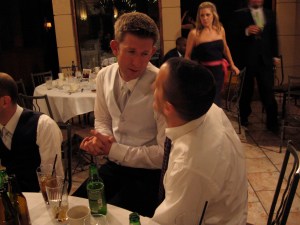 Keith and Riad "cuddling"