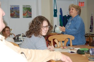 Becca Looking like trouble at Sip and Knit