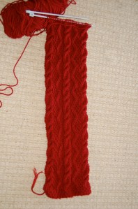 Scarf, no Jiji for size (but trust me, it's getting bigger!)