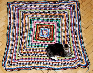 Granny Blanket with Jiji for scale