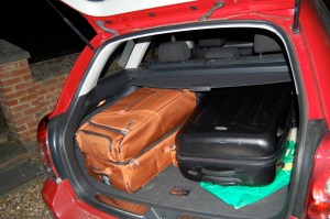 My bags in the back of the shaggin wagon