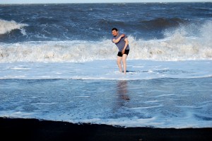 This is Ryan, our tour guide, taking a dip in the Arctic Ocean.