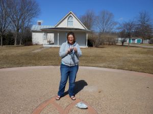 Of course the obligatory knitting picture in front of it!
