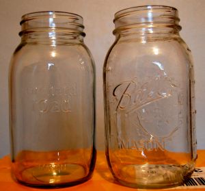 Orchard Road quart jar on the left, Ball on the right.